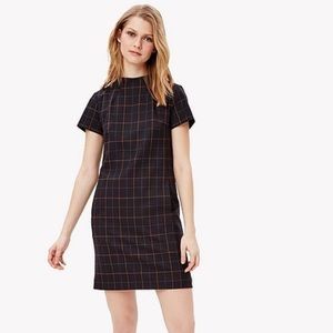 Theory Wool Check Mock Shift Dress